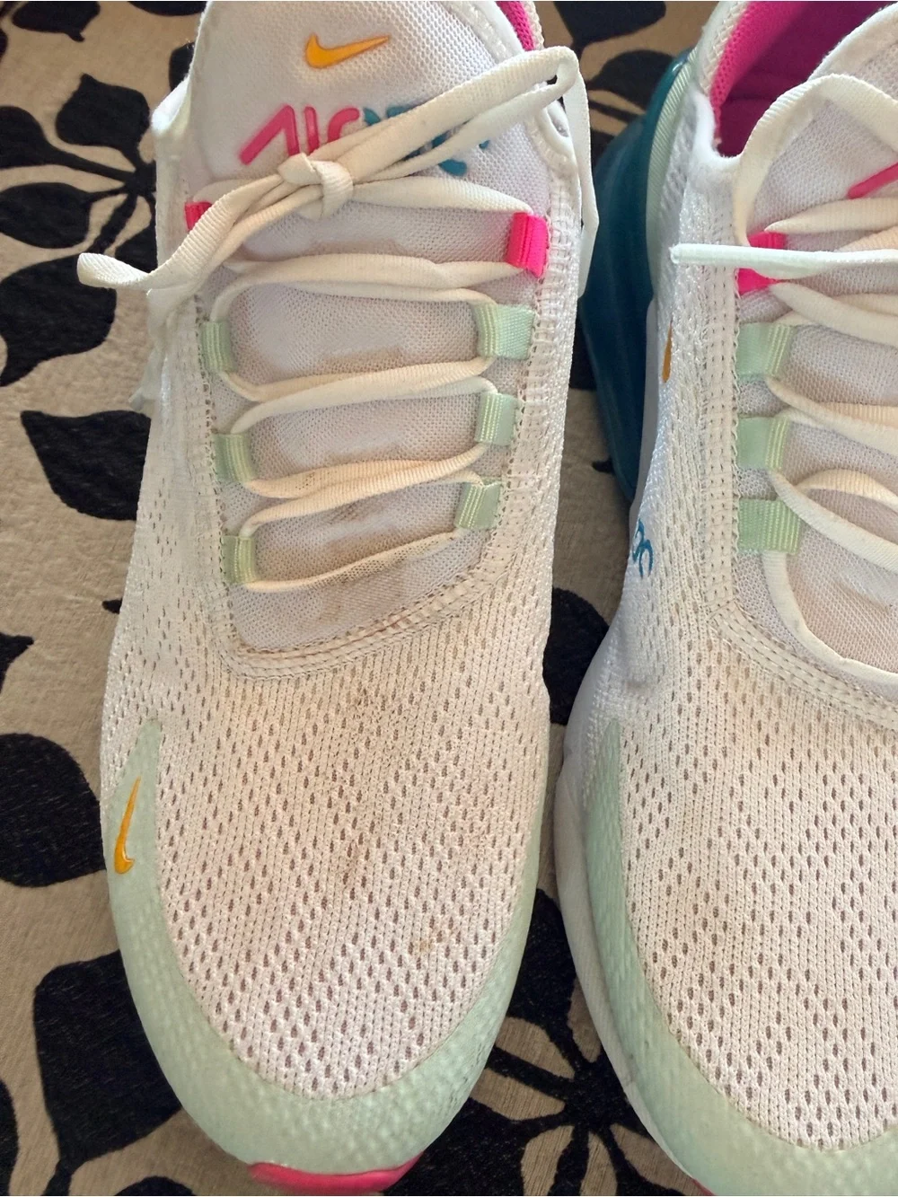 Nike Air Max 270 White Mint Yellow Pink Accents